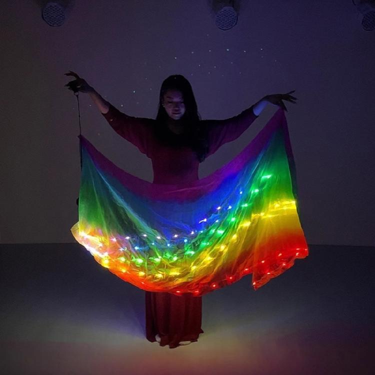 LED Dance Silk Veil Rectangle Veil Belly Dance Accessories Belly Dance Ball LED Light Silk Veils