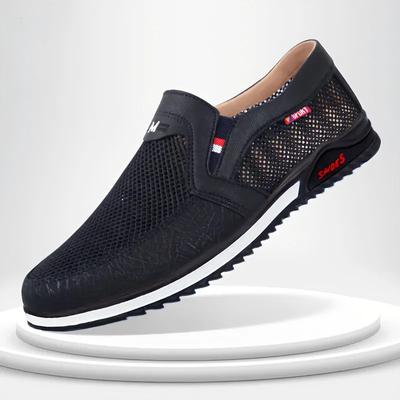 New Summer Mesh Men's Shoes Hollow Breathable Bean Shoes Among Old Man's Dad Casual Shoes, Lazy Shoes
