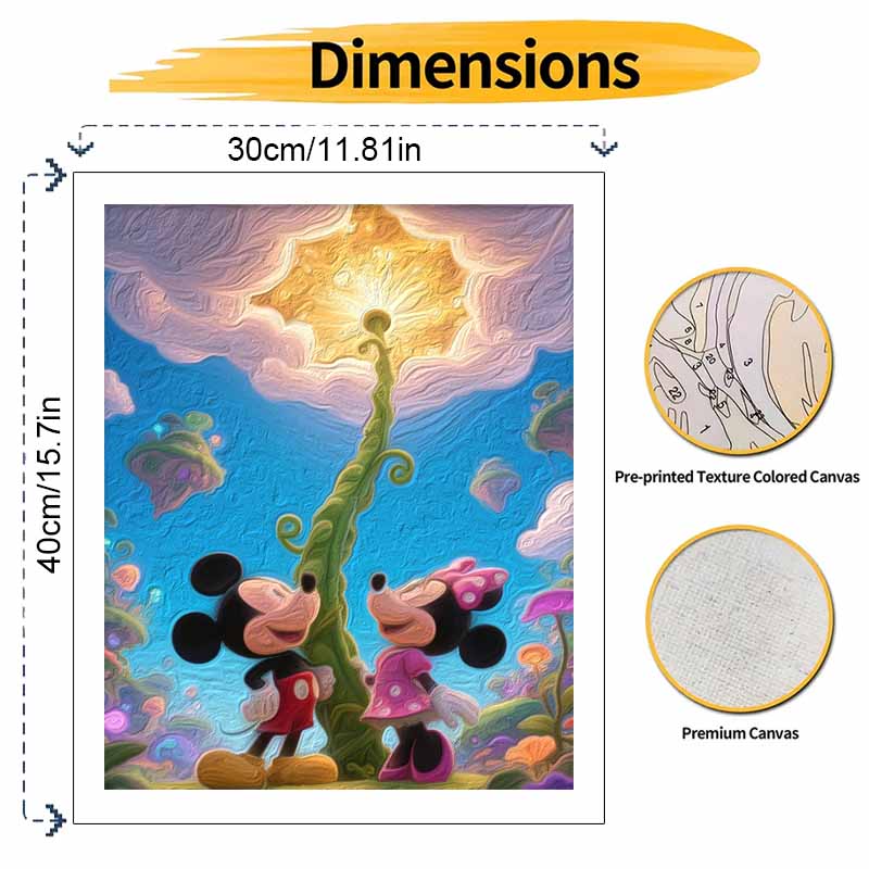 Disney Digital Oil Painting Art Painting Mickey and Minnie Fantasy Garden Handmade Diy Home Decorations