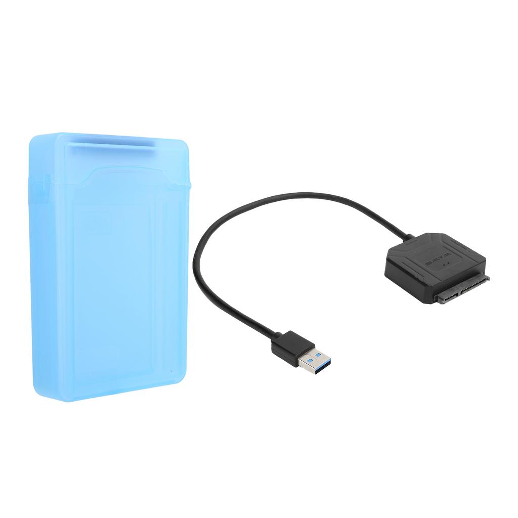 SATA USB 3.0 Adapter 2.5in 3.5in SSD HDD Hard Drive Cable Computer Accessories Protection Box(Blue )