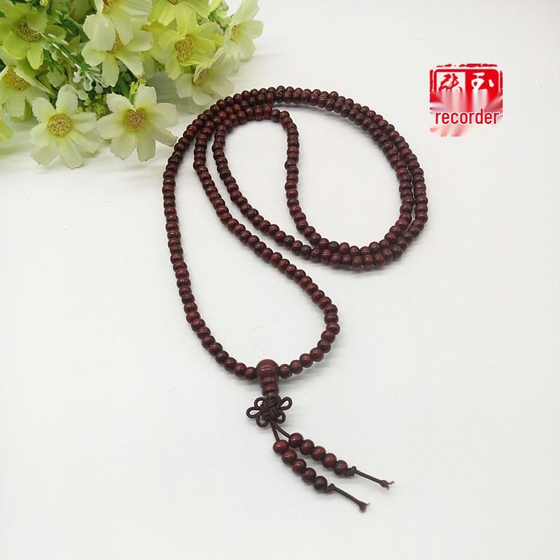 Red Rosewood Buddhist Prayer Bead Bracelet – Multi-strand Round Beads
