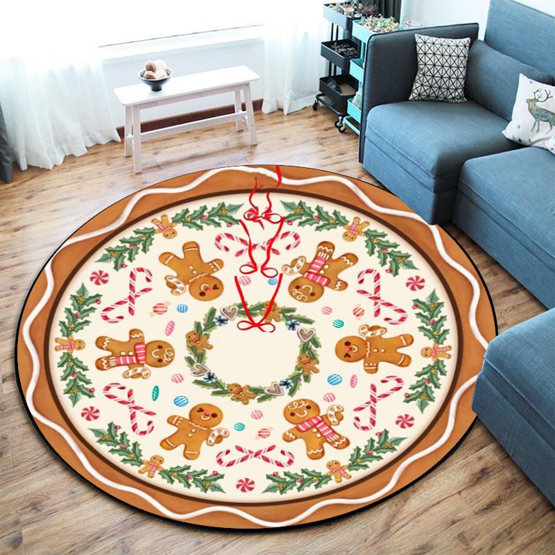 Cute cartoon gingerbread man Christmas gift rug home soft decorative anti-slip yoga table and chair mat carpet outdoor floor mat carpet Y1