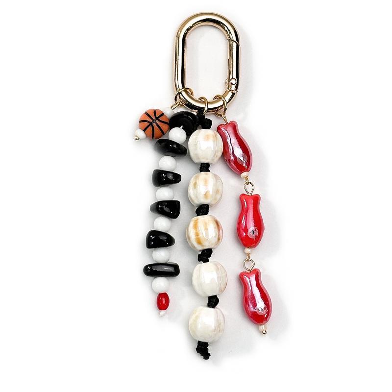 Travel Use Fish Keychain 1Pcs Bag Charm Ceramic Watermelon Beaded Tennis Pendant Portable Luggage Pendant Decor for Women