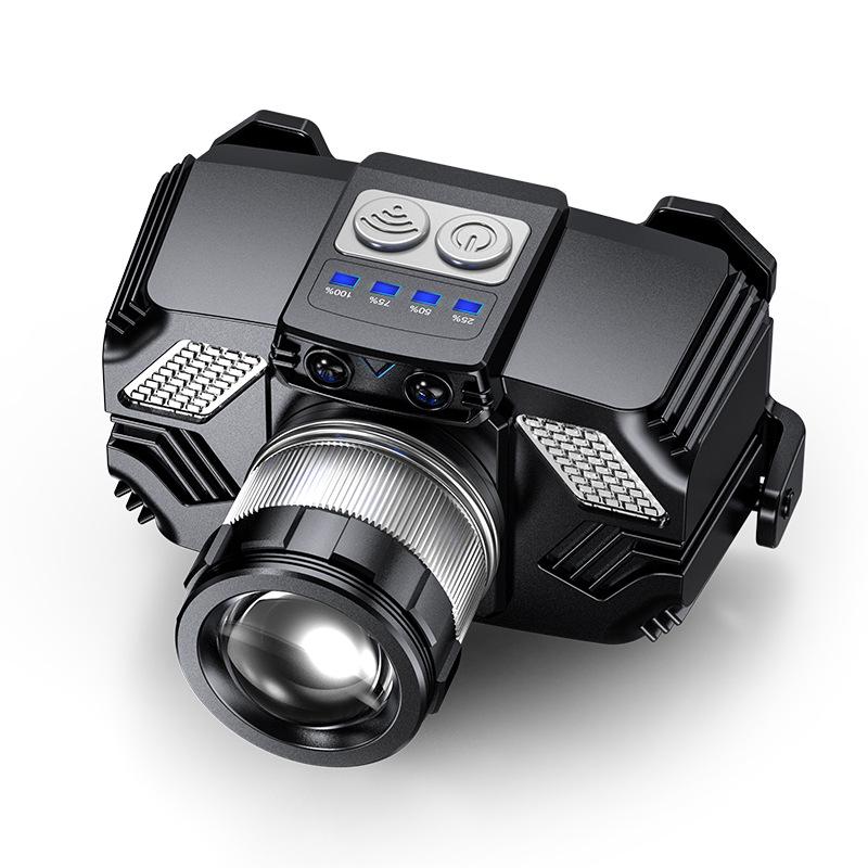 Rechargeable High-Lumen Headlamp with Digital Display for Night Fishing and Emergencies