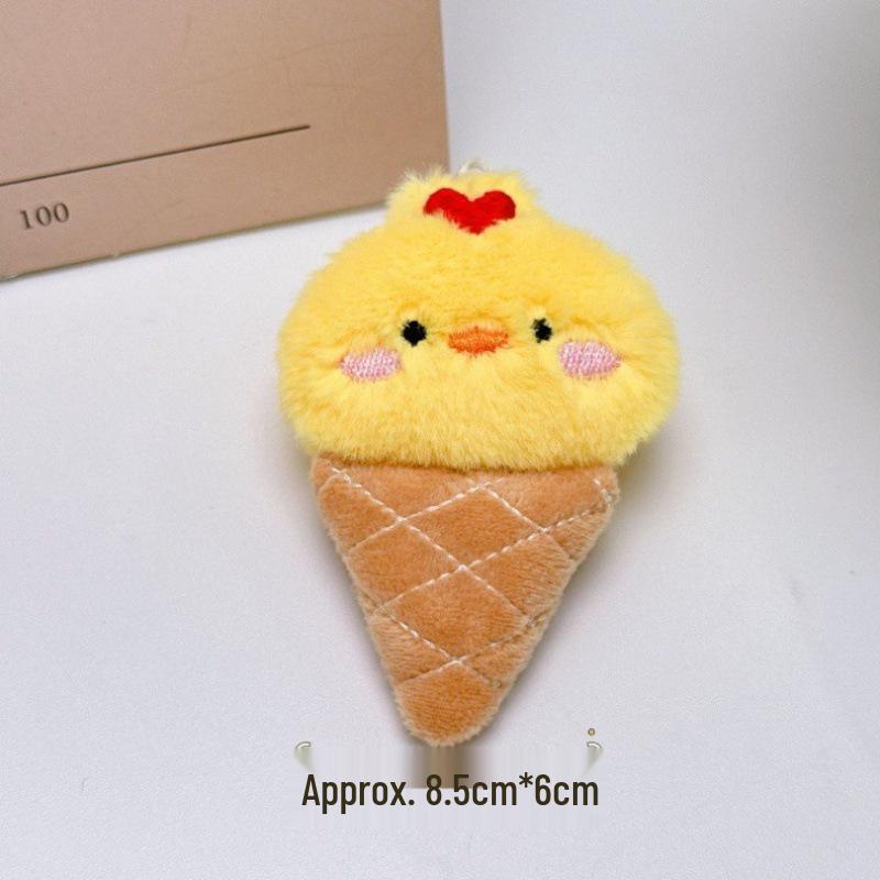 Cute Plush Doll Ice Cream Cone Figure: Small Animal Decoration & Bag Accessory