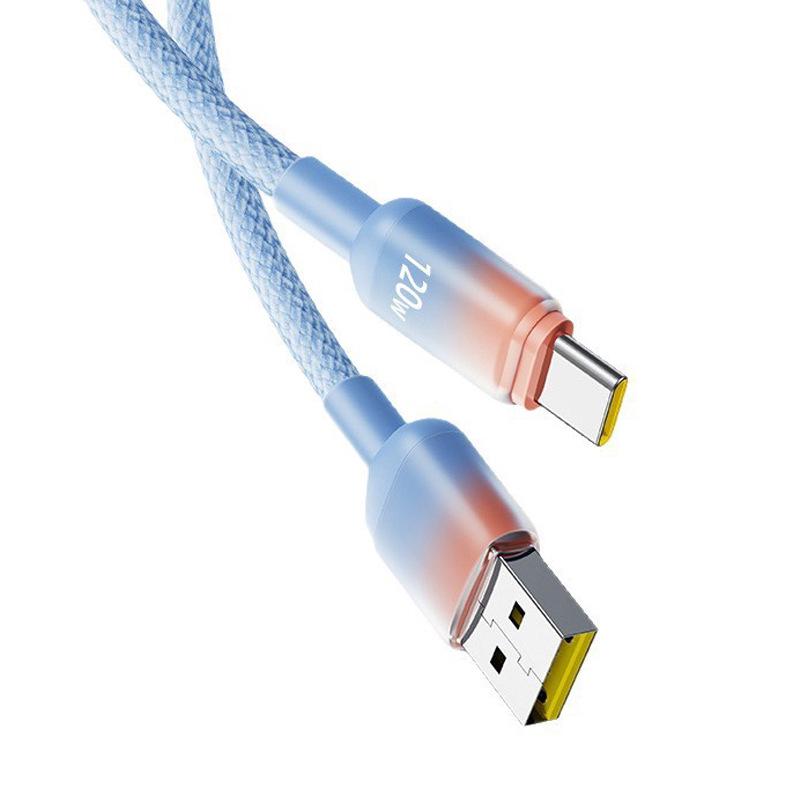 120W Super Flash Charge Data Cable for Apple 15/16 and Huawei Type-C, 6A Gradient Mobile Phone Charger