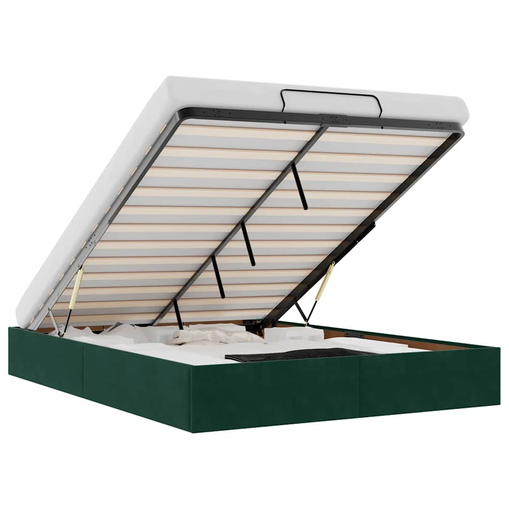 Ottoman Bed Without Mattress Dark Green 140x200 Cm Velvet