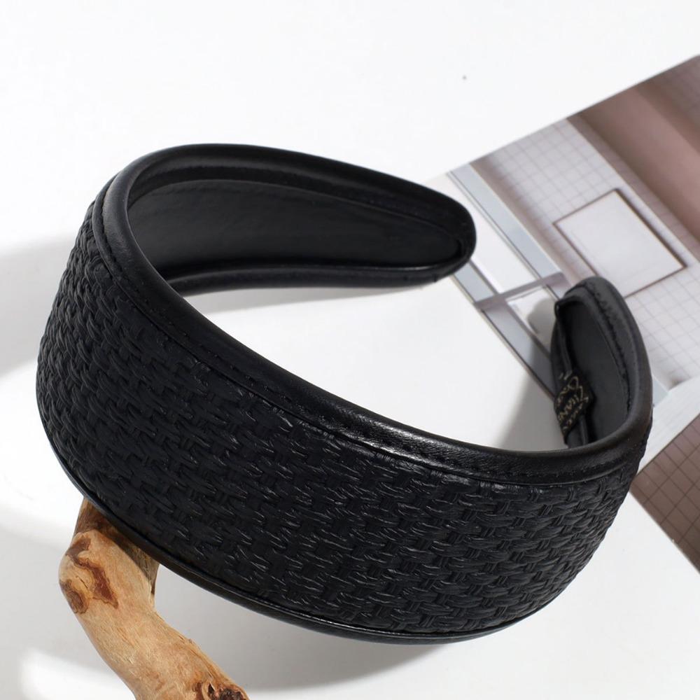 

Новинка 2025 года, ободки для волос из искусственной кожи в стиле ретро, широкие тюрбаны, нескользящие обручи, элегантные аксессуары для волос, модные вещи для женщин и девочек, подарки чёрный