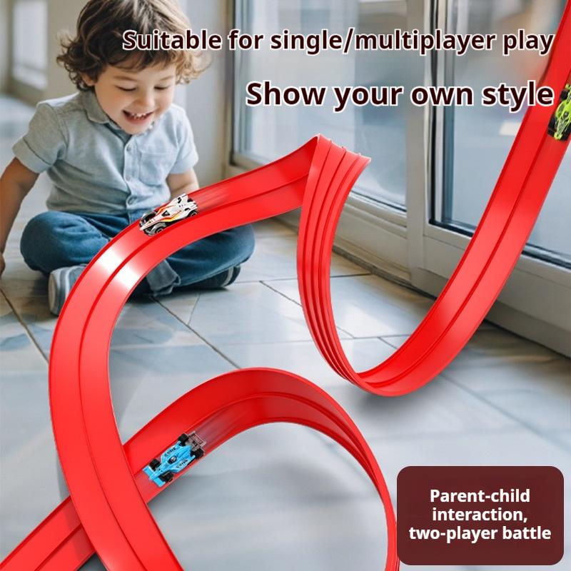 Children And Boys Cool Diy Assembly Track Aluminum Alloy Racing Car Gravity Inertia Sliding Track Toy Puzzle Assembly Cars Gifts