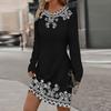 Spring Autumn Dress Women O Neck Striped Print Party Dresses For Women Casual Long Sleeve Mini Dress