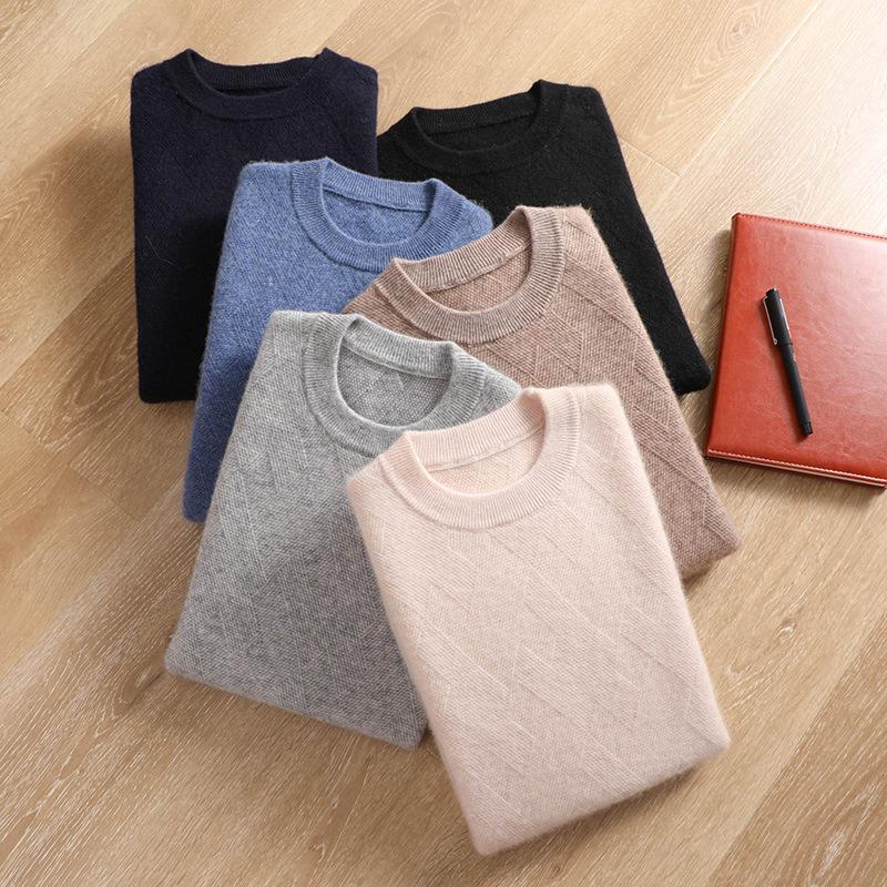 Herren Pullover aus reiner Wolle - Rundhalsausschnitt, lockere Passform für Business, geeignet für Herbst, Frühling & Winter