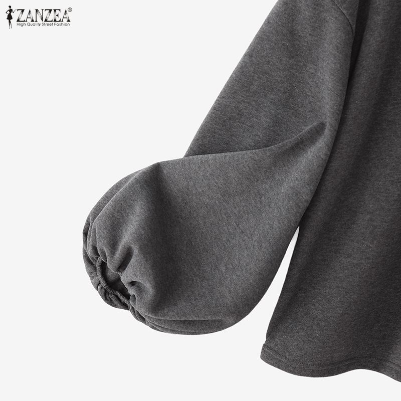 ZANZEA Women Casual Turn Down Collar Loose Long Sleeve Autumn Tee Tops