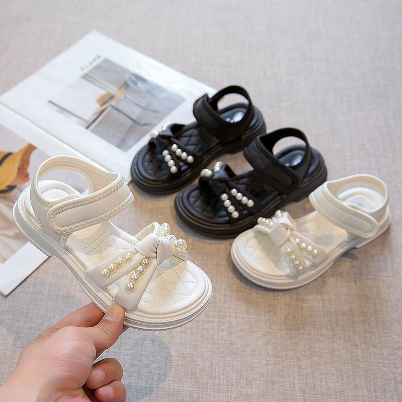 Little girl sandals 2025 girls summer new pearl children's shoes girls foreign princess shoes non-slip beach