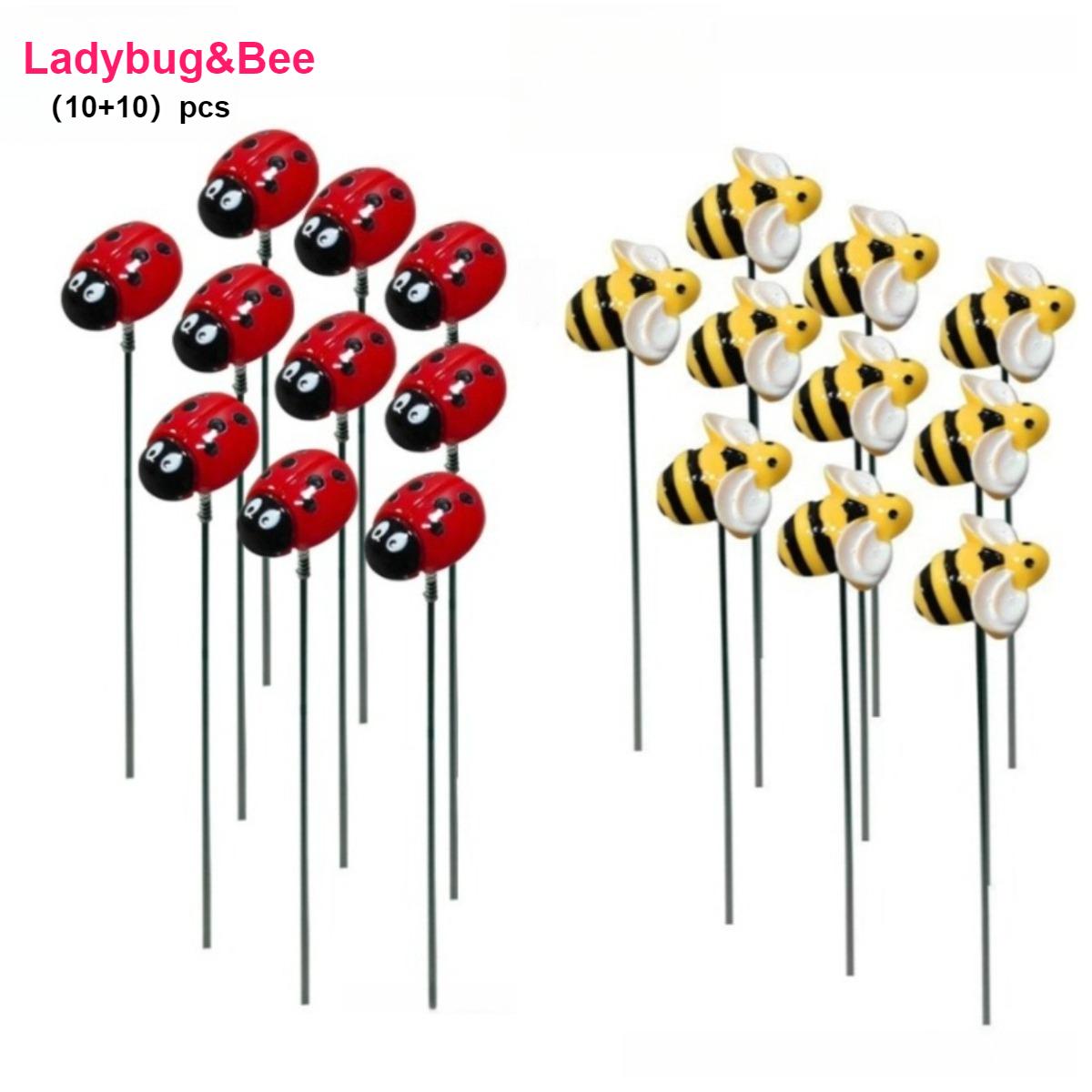 

20pcs Bee & Ladybug Resin Stake Decorations Modern Floor-Mounted Garden Plugs for Outdoor Flower Beds Lawn Paths Potted Plants