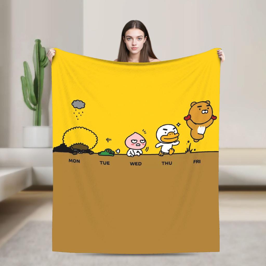 K-Kakaos F-Friends Tube Apeach Ryan Trio Blanket Quality Warm Throw Blanket Winter Picnic Home Decor Aesthetic Bedspread