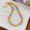 Colorful Beaded Choker Pearlescent Round Bead Necklace Boho Beaded Necklace Jewelry for Women Holiday Summer Beach Vacation