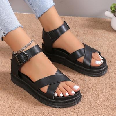New Open Toe Flat Shoes Women's Summer Beach Sandals Thick Sole Sexy Women's Plus Size Sandals
