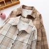 Thick Plaid Shirt Women's Autumn and Winter Plus Velvet Brushed Loose Korean Retro Lazy Style Warm Woolen Coat