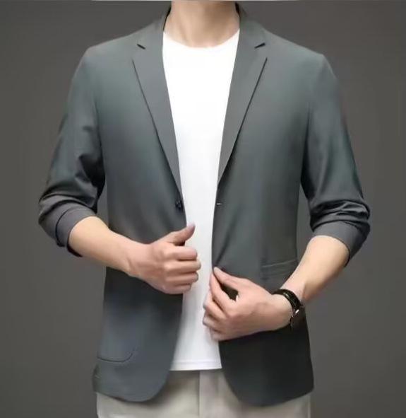 Men's High-End Ultra-Thin Ice Silk Sun Protection Jacket - Single-Breasted Casual Summer Suit