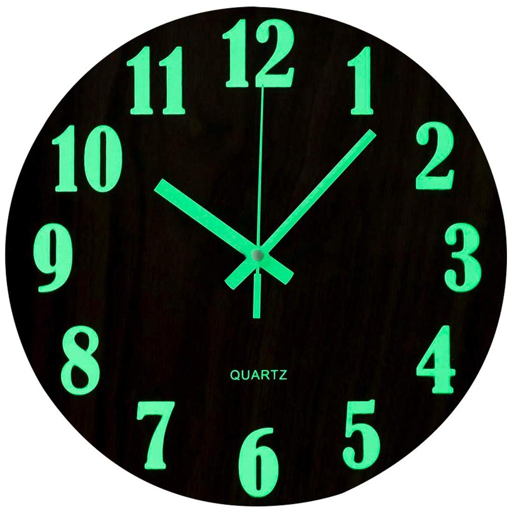 12 Inch Luminous Silent Quartz Art Deco Oval Fluorescent Wall Clock with Needle Display for Living Room and Bedroom