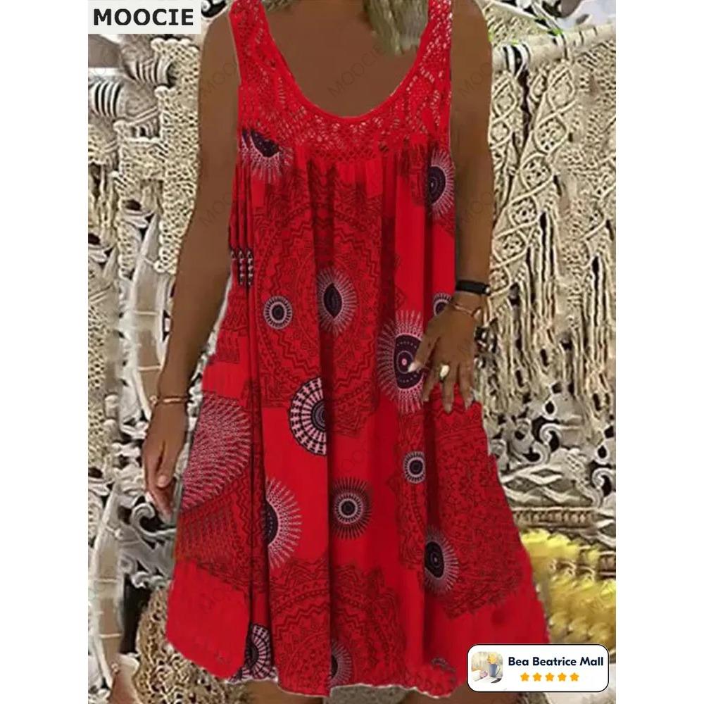 Letní dámské šaty bez rukávů Ležérní falešný dvoudílný kulatý výstřih Dámské džínové šaty Knoflíková ozdoba Volný střih A-line Dámské tílkové šaty