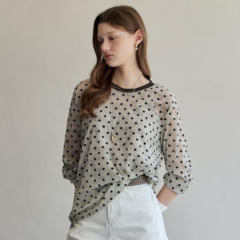 Maxza DoT Sheer Pearl Mix T shirT zf08qT004na Ivory/FREE