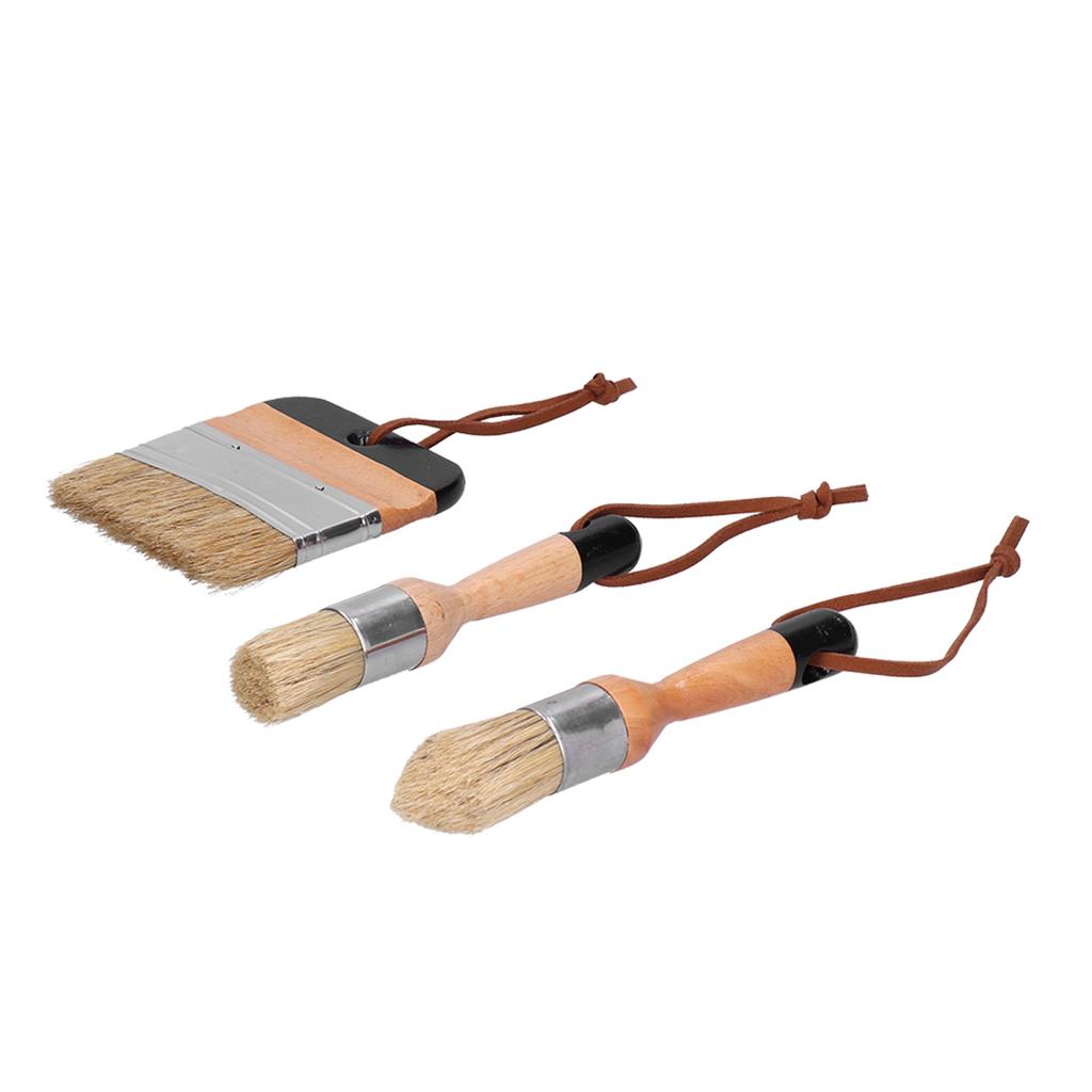 3PCS Painting Waxing Paint Brushes Scrubbing and Round Paint Brushes for Wood Furniture Home Decor