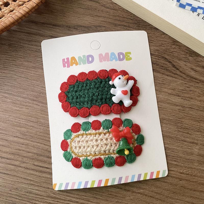 

1/2Pcs Crochet Cartoon Christmas Hair Clips Xmas Hairpins For Girls Kids Festive Party Decorations