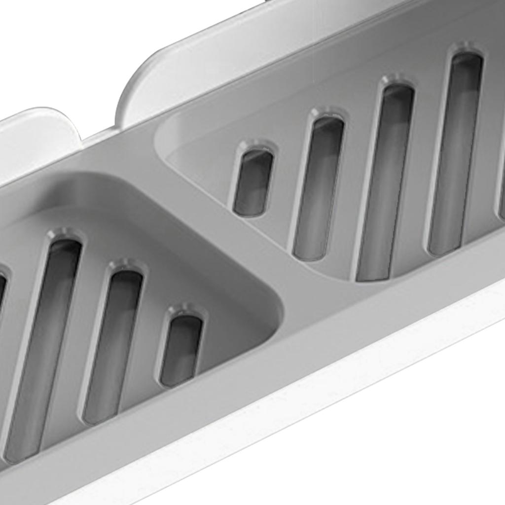 Soap Dish Tray Double Row Holder Bathroom Wall Mounted Non Punching Shower Laundry Soap Storage Drain Shelf White and