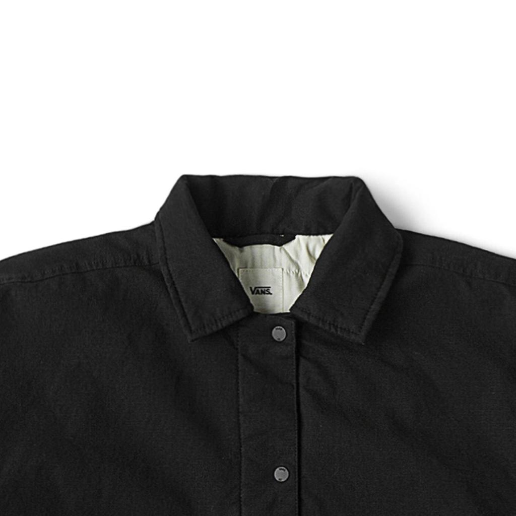 Vans Solid Color Button-Up Long Sleeve Jacket Women Jackets Black VN000H2XBLK