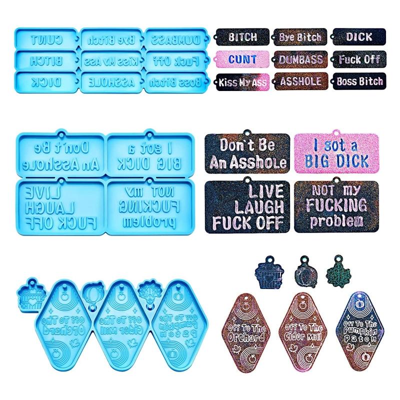 

3 Pcs Swear Words Keychain Molds Letter Resin Silicone Mold for Epoxy Resin Crafts Making Decor Supplies