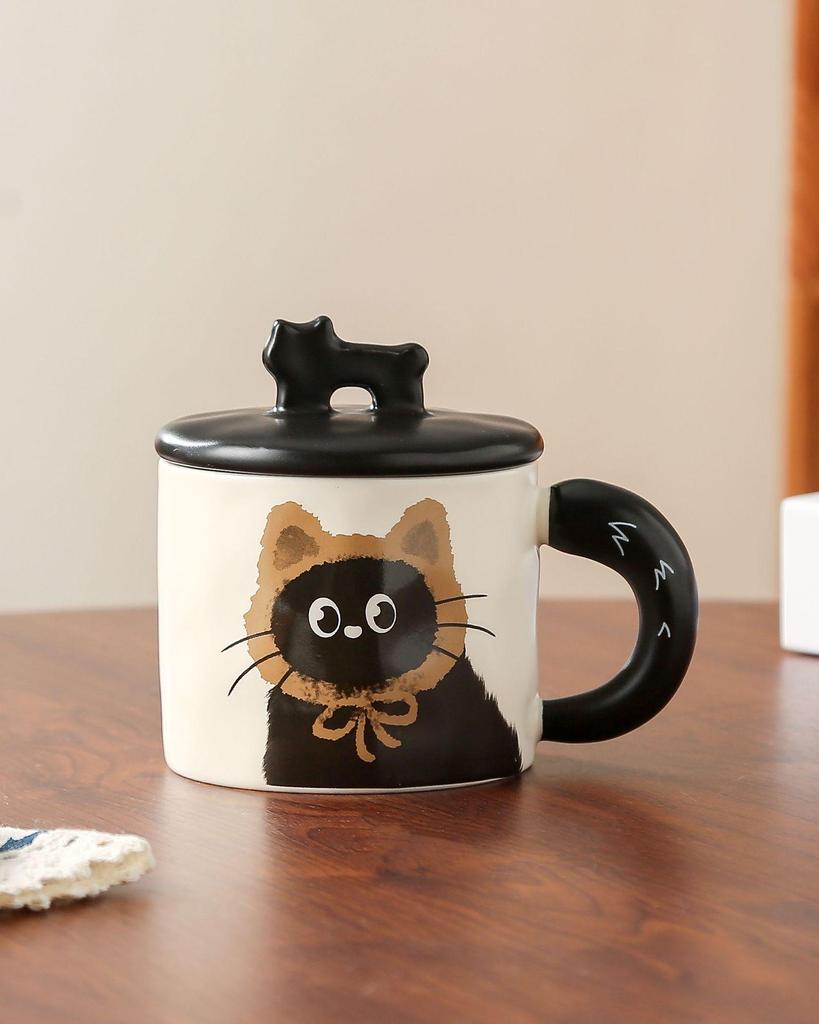 Customized Ceramic Cat Mug with Lid - Cute Office Coffee Cup Gift