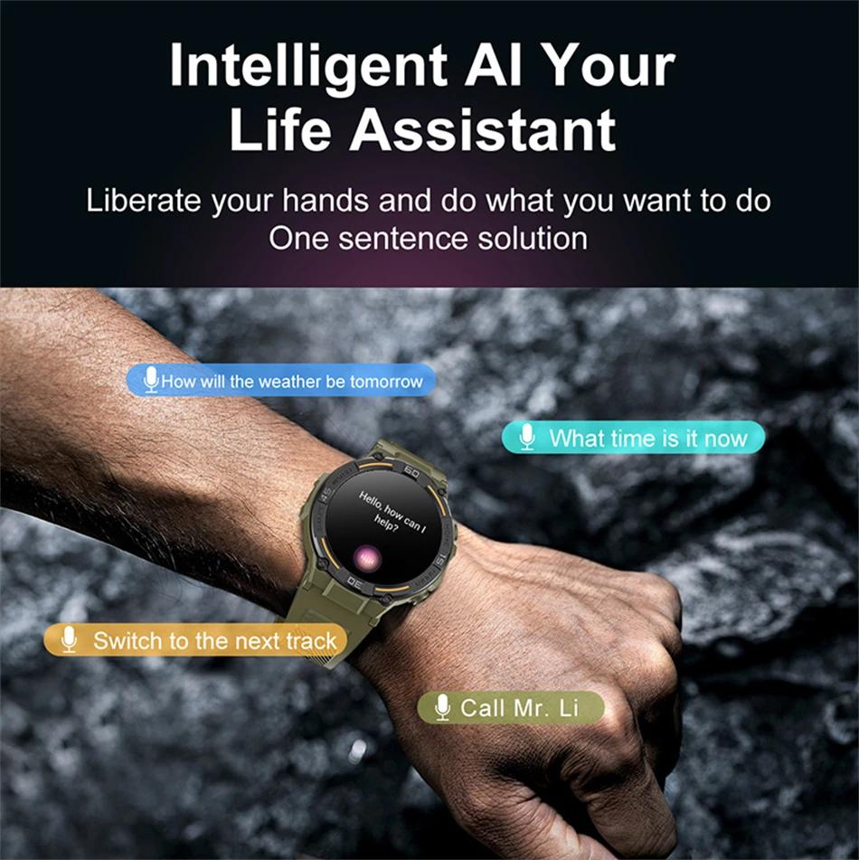 Smartwatch Militärisch Herren 360*360 HD Bildschirm Taschenlampe Gesundheitsüberwachung Wasserdicht Herzfrequenz BT Anruf Smartwatch Für Android IOS