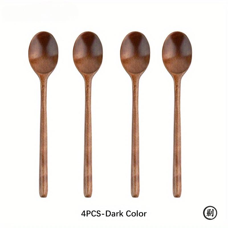 4PCS Wooden Spoon Kitchen Korean Style Natural Wood Soup Tableware Cooking Honey Coffee Spoon Mixing Spoon4