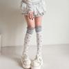 Early autumn ancient taste sub-cute mint green stitching contrast stripes polka dots Korean light Asian style cotton calf socks