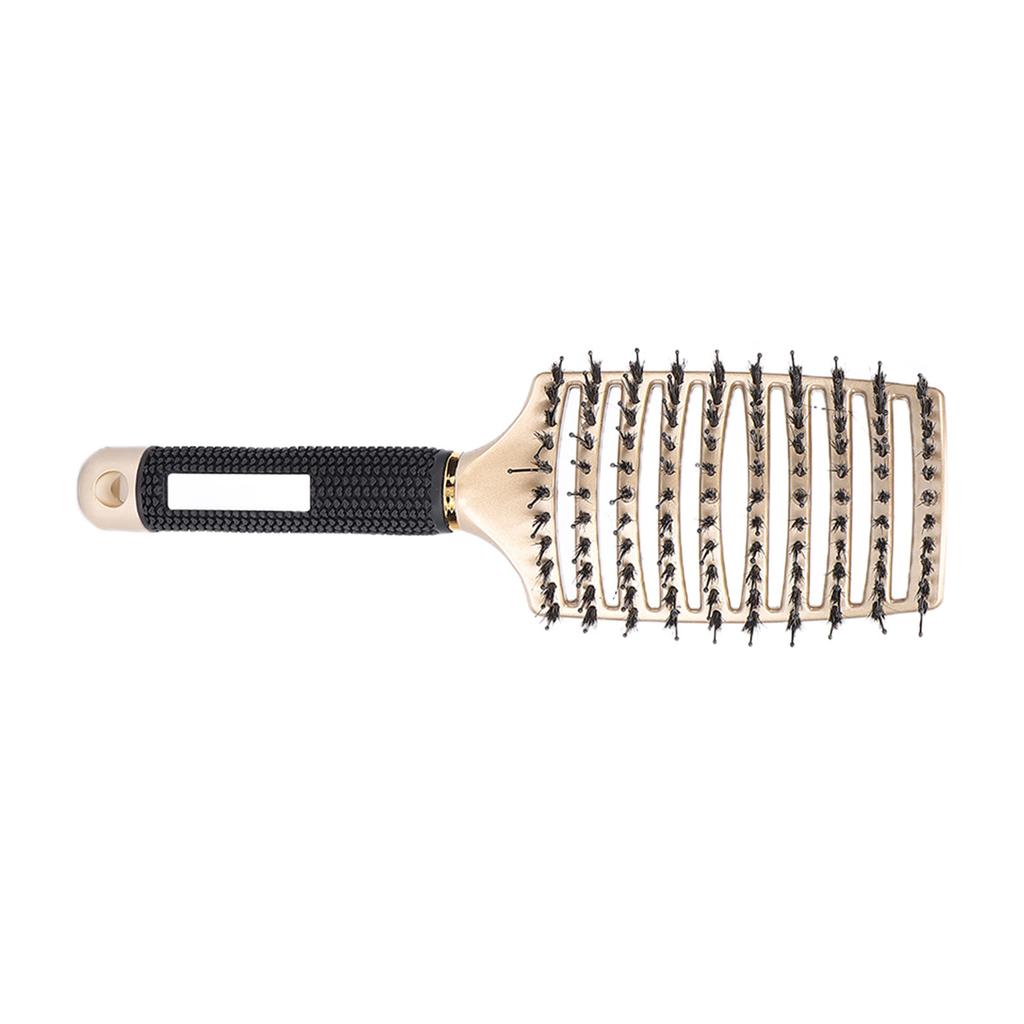 Curved Detangler Brush Nylon Professional Hair Paddle Detangling Brush for Hair Styling Gold
