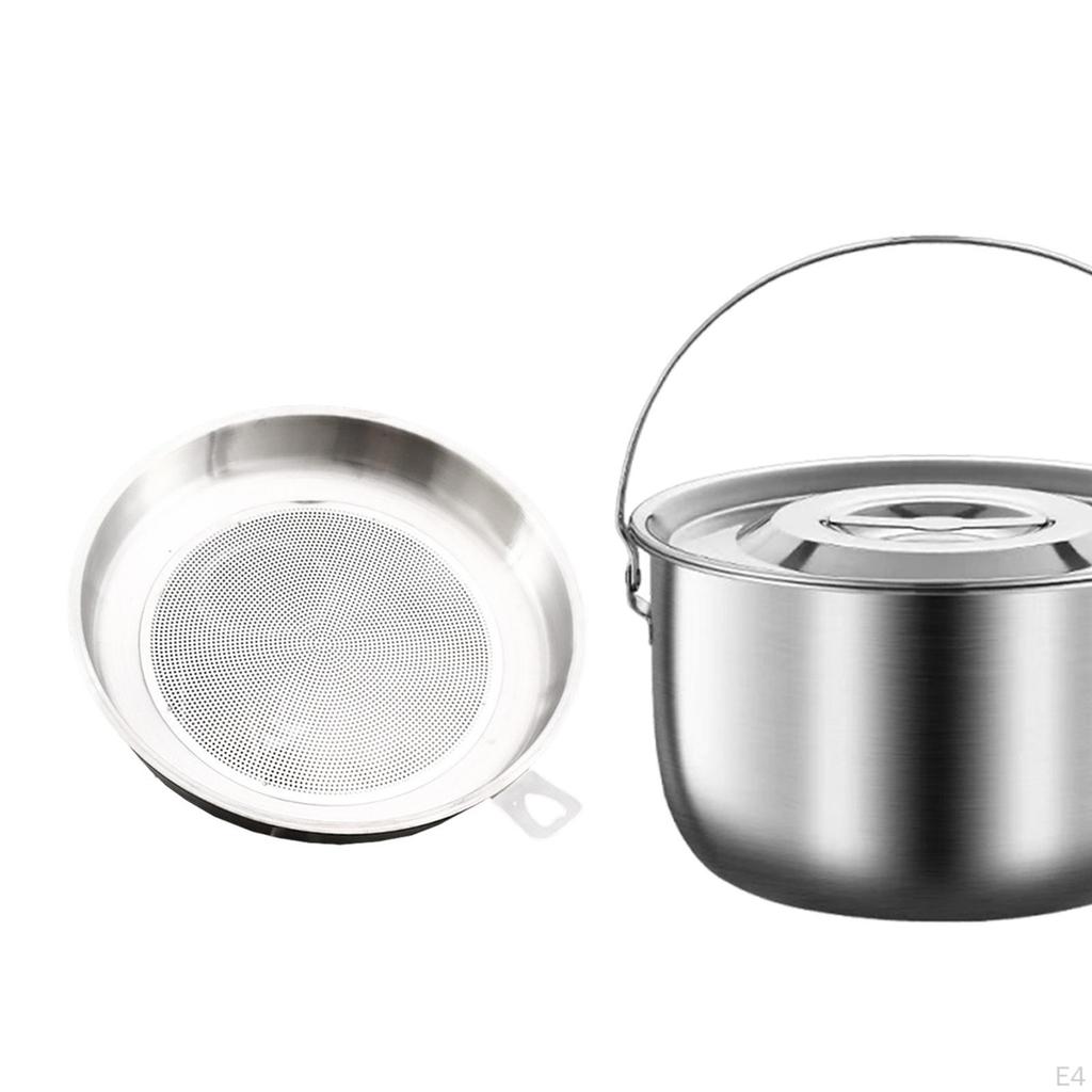Saver Camping Pot with Handle, Easy to Clean, Lid And Strainer, Dustproof, Round, Non-stick