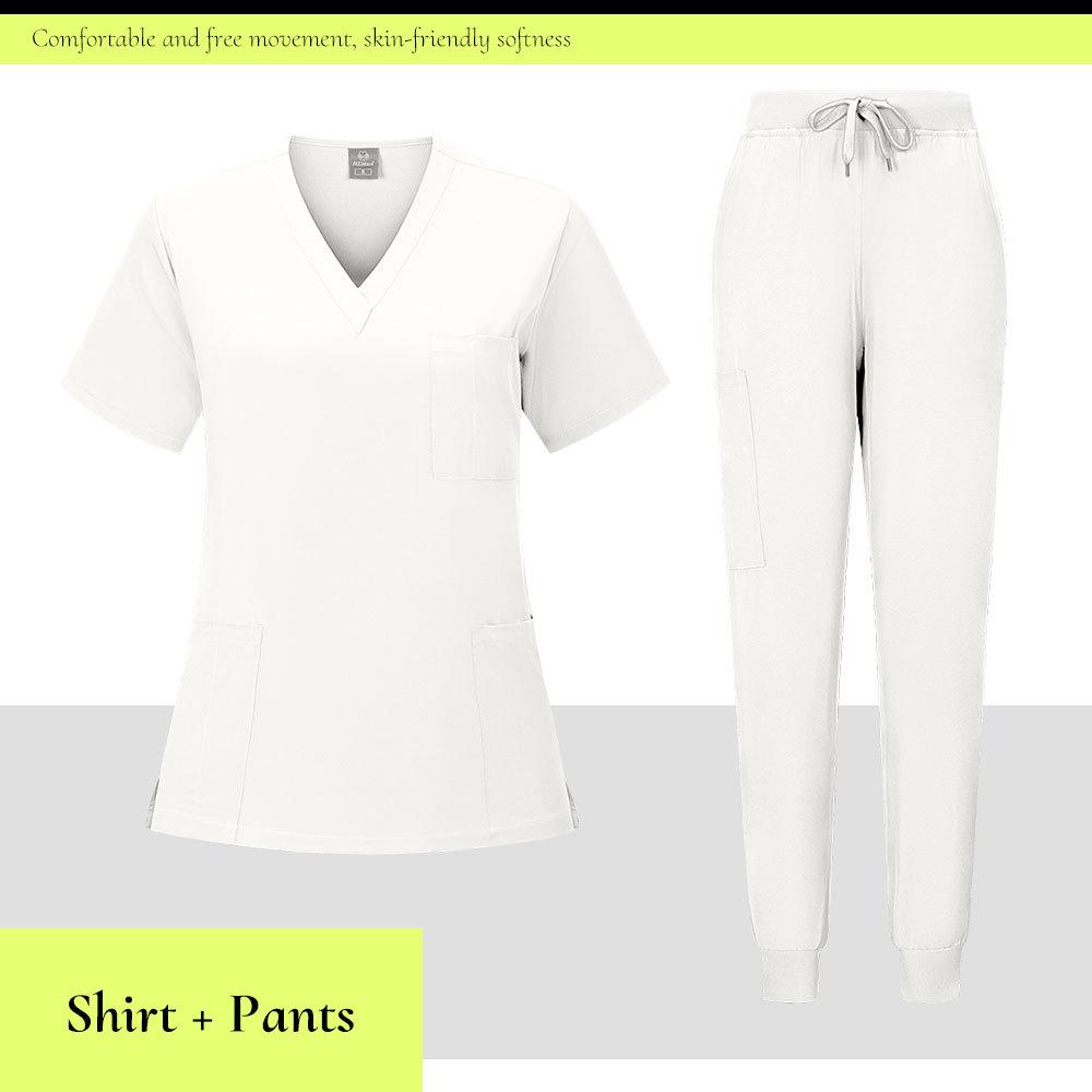Ready-To-Ship: TEM Women's Scrub Set - 13 Colors, Four-Way Stretch, Short Sleeve, Long Pants