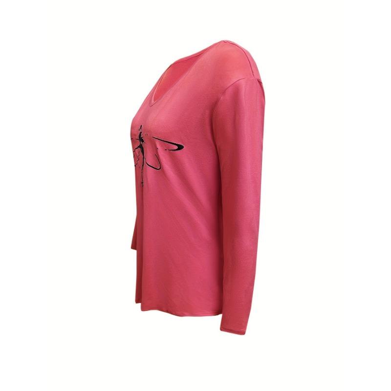 Vår og høst Dame Langermet Topp Øyenstikker V-hals Løs Bluse