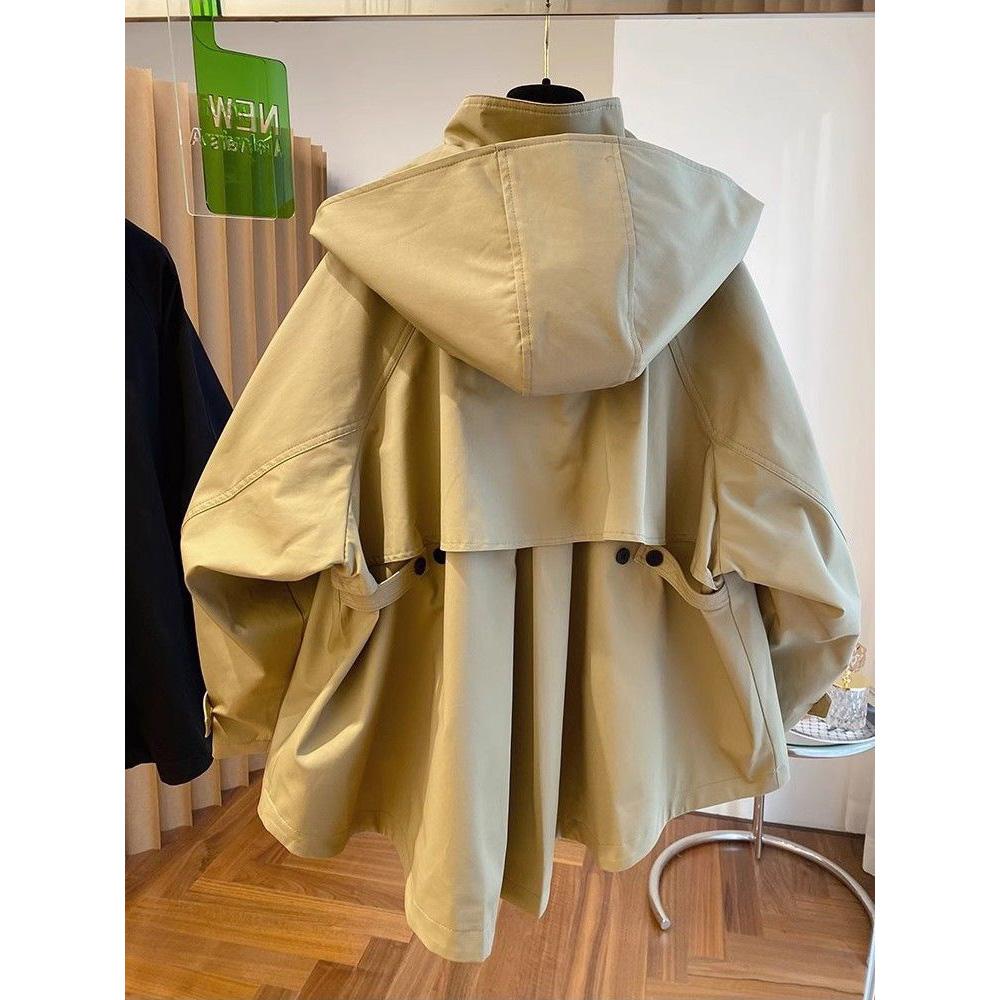 Cotton Trench Coat For Women Casual And Versatile Loose And Slimming Autumn Simple Hooded Long Jacket For Women Windbreaker