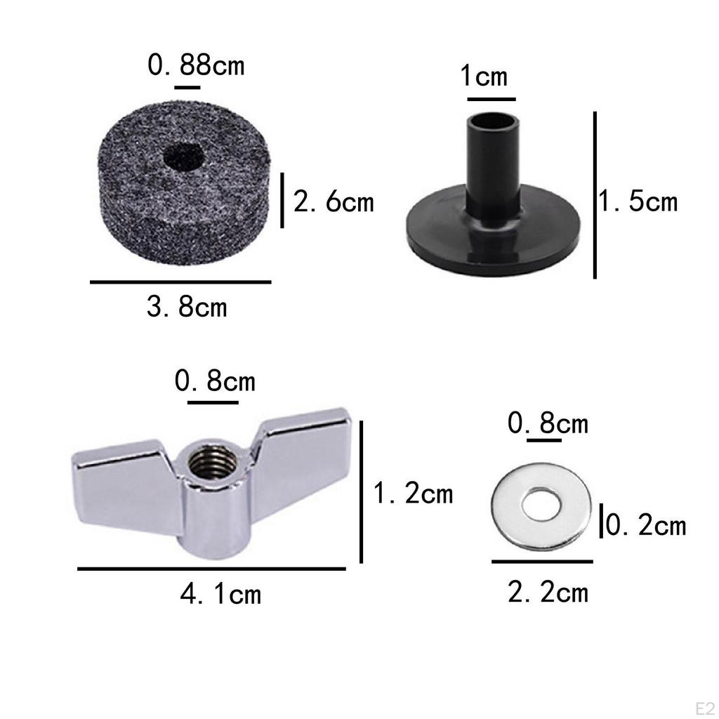 12 Pieces Cymbal Replacement Accessories Wing Nuts Drum Felts Pads for Set