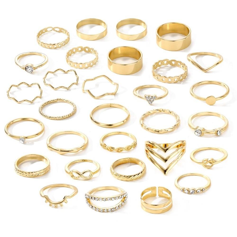 30pcs/set Geometric Knuckle Rings Set Bohemian Women's Ring Ring Jewelry Set  Jewelry Accessories
