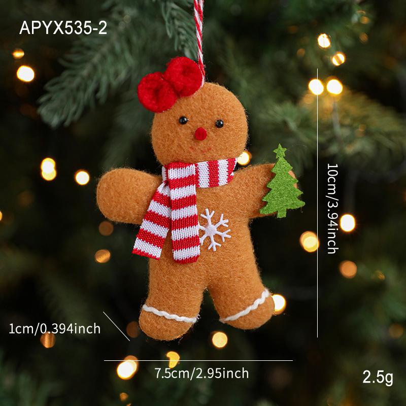 1/3/6Pcs Christmas Fuzzy Gingerbread Man Doll Xmas Tree Pendants  Year Kids Gift Hanging Ornaments Christmas Decorations For
