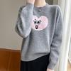 2025 Women's Heart Jacquard Wool Pullover: Autumn/Winter Fashion Versatile Round Neck Knitwear.