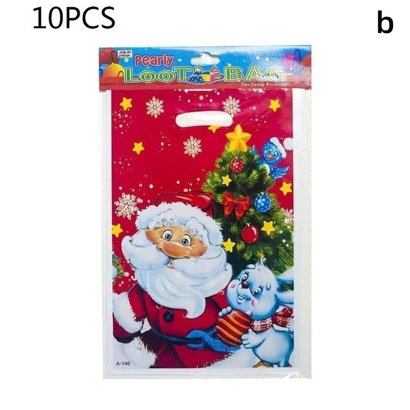 

10 шт. Рождественские подарочные пакеты, пакеты для конфет, детские праздничные сумки-тоут с ручками, праздничная упаковка для угощений 10-pcs