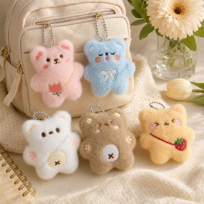 Cartoon Bear Squeak Plush Toys Pendant Cute Doll Toy Soft Stuffed Bag Charms Decorations for Couple Friends Gift Bag Charm