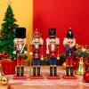 Yousheng Wooden Nutcracker Decor 30cm Hand-Painted Soldier with Moving Jaw Christmas Mantel & Tree Decoration Festive Gifts