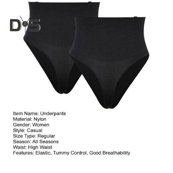 2 Pcs Women Thong High Waist Tummy Control Butt-uncovered One-piece Moulding Good Breathability Elastic Quick-drying Posture Correction Briefs Female