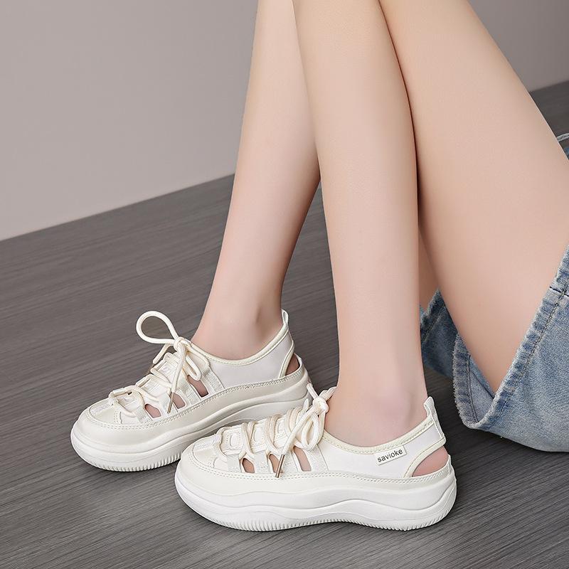 Women's Summer Casual Platform Sneakers Lace-Up Anti-Slip Lightweight Walking Shoes Hollow Out Breathable Shoes Tennis Athletic Sneakers for Women