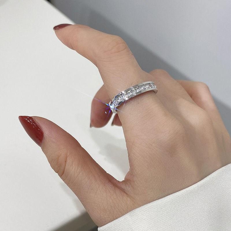 Rose Gold Color Double Row Square Zircon Stainless Steel Ring for Women Romantic Engageme Wedding Party Jewelry Female